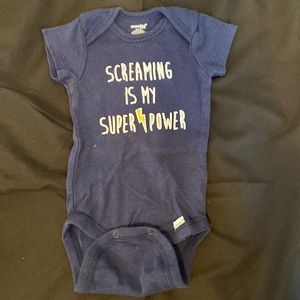 0-3 months Short sleeve onesie navy blue with white print